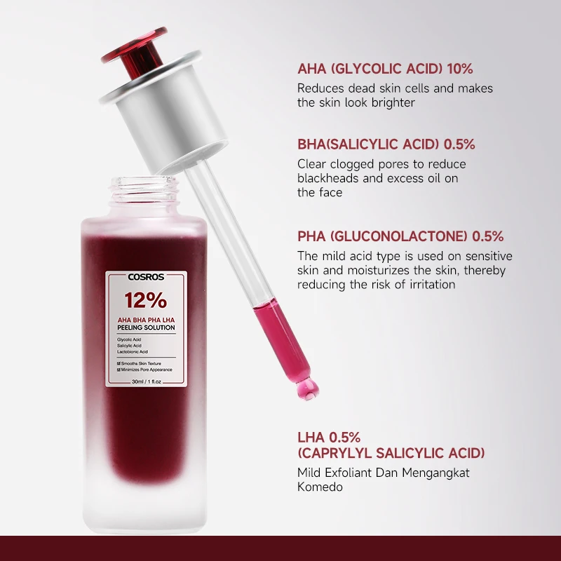 Private Label OEM Skin Peeling Solution Products For Face Exfoliation Dead Skin Black Heads Shrink Pores Facial Serum