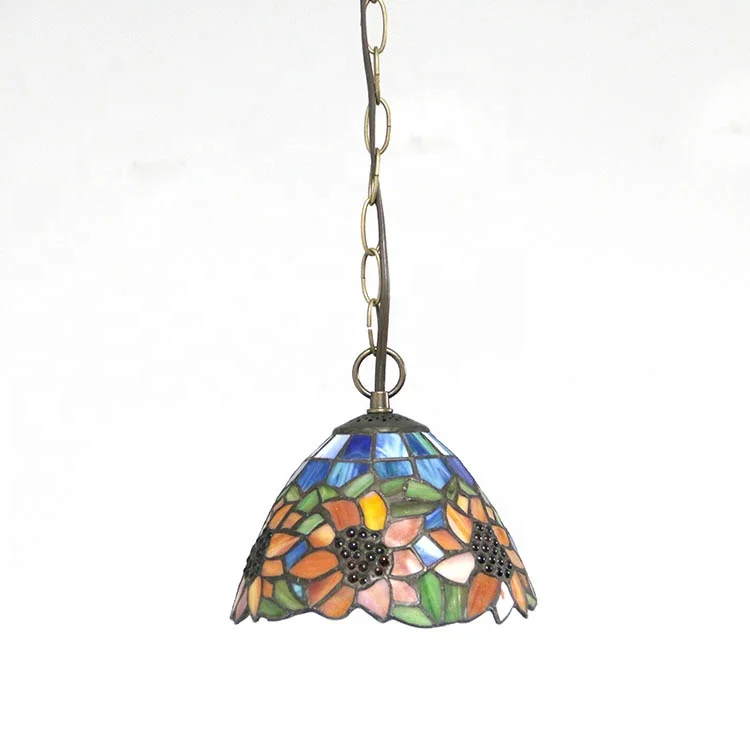 LongHuiJing Newly Tiffany Style Sunflower Pendant Light Art Chandelier Lights Art Glass ceiling pendant lamps
