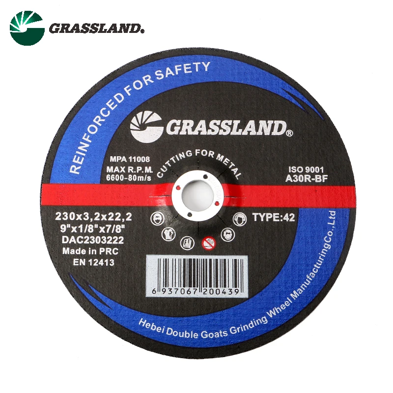 Grassland manufacturer 9 inches cutting disc european standard OEM Abrasive Metal/SS Cutting Wheel