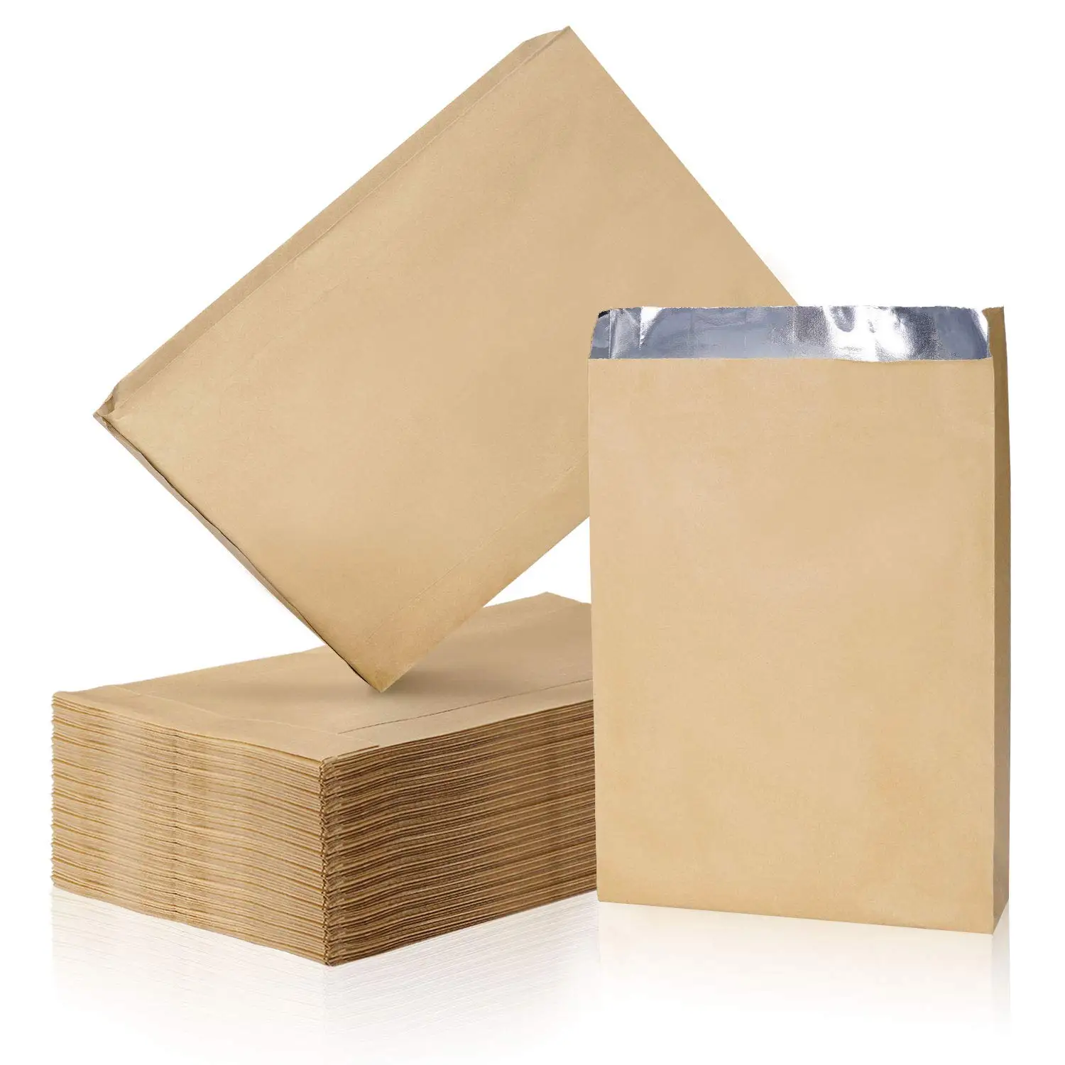 Greaseproof Takeaway Packaging Barbecue Fried Chicken Bbq Hot Dog Fast Food Grade Aluminium Foil Lined Kraft Paper Bags