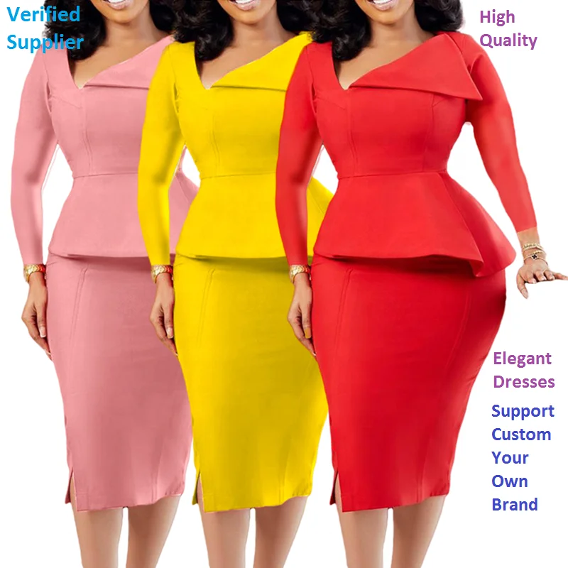 Spring 2023 Fall 2022 Dresses Long Sleeve Dress Women Lady Elegant Modest casual dress For Women