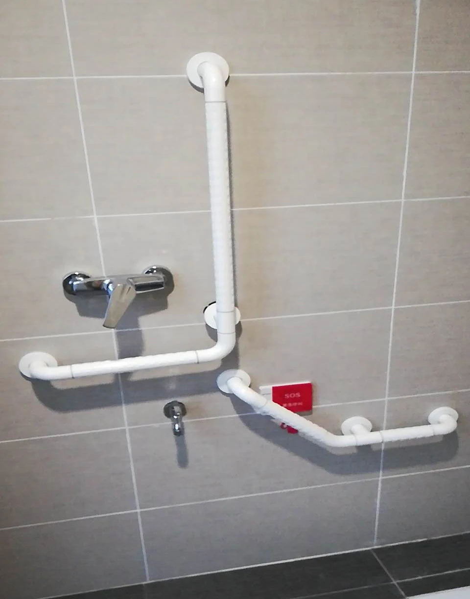 L shape Nylon Shower Grab Bar Bathroom Balance Handle Bar Safety Hand Rail Support Grab Bar for disabled