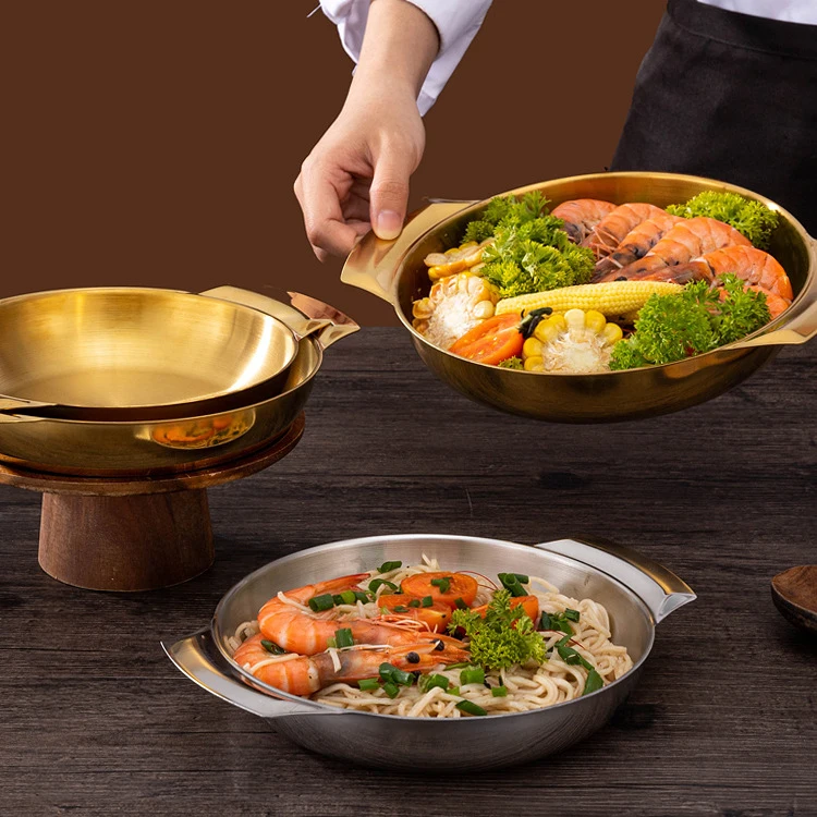 LIHONG Kitchen Paella Cookware Steel Nonstic Pan Set Spanish Seafood Frying Pot With Diameter 16cm/18cm/20cm