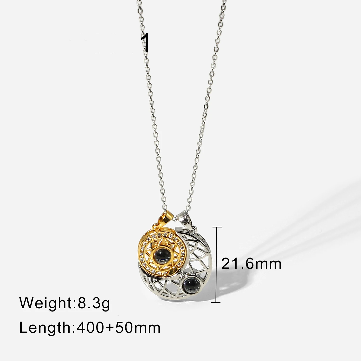 Valentine Gift 100 Languages I Love You Sun and  Moon Necklaces Stainless Steel Gold Chain Couple Pendant Necklaces