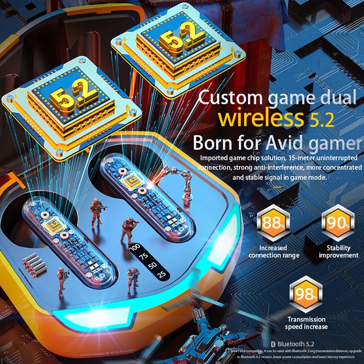 Original wireless gaming earphone earbud tws stereo sport music headset S200 BT 5.0 low latency in-ear headphone