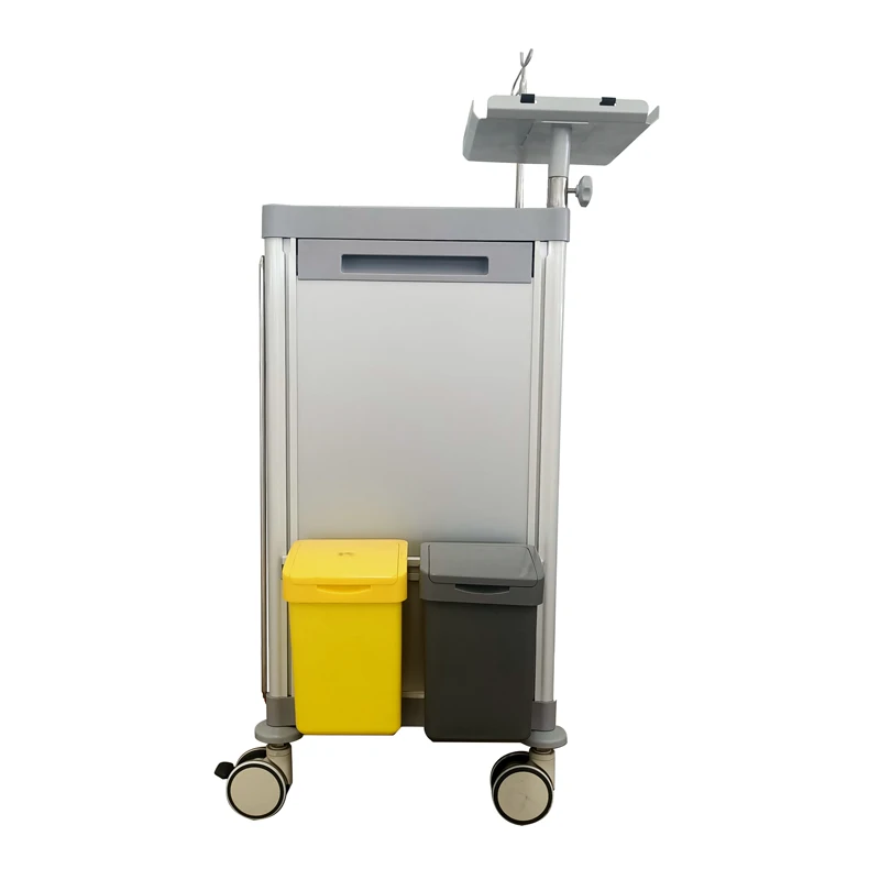 Portable Rear CPR Board Medical Monitors Emergency Crash Cart Trolley