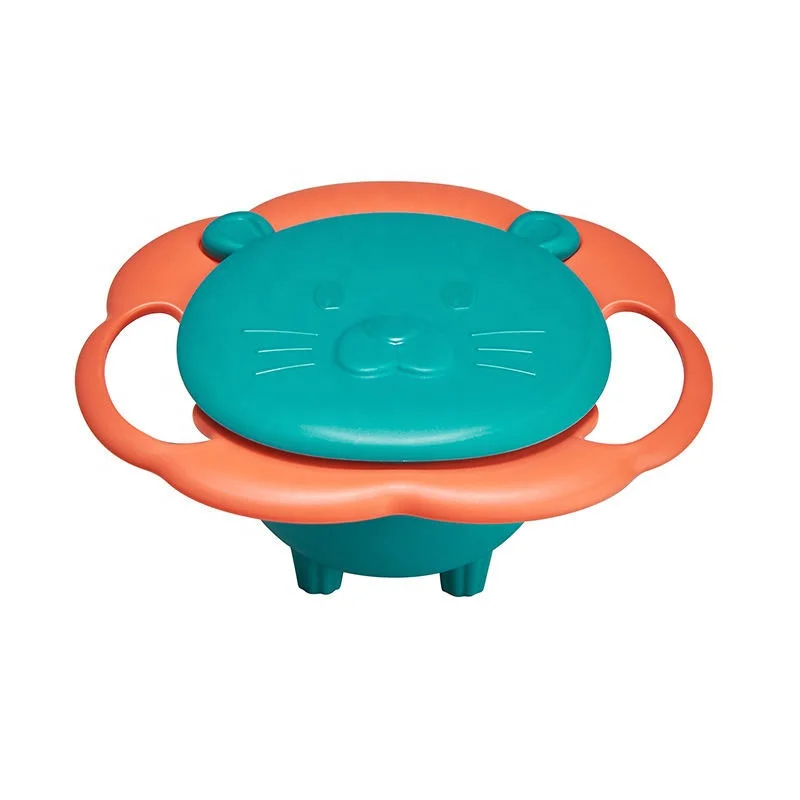 Cartoon Lion Spill-Proof Children Balance Bowl Magic Gyro Bowl 360 Degrees Rotate Baby Bowl