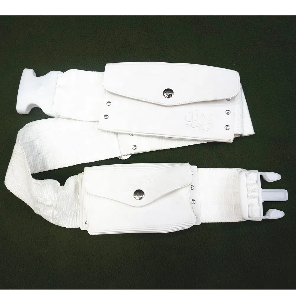 Amazon new models plastic insert buckle double pack adjustable polyester Hajj Belt for Ihram Hajj Towel Arabic worship