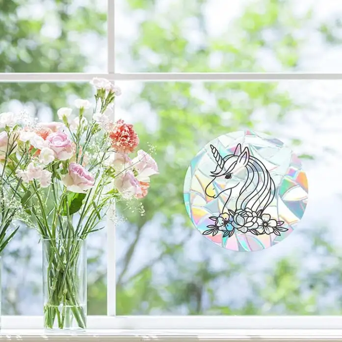 non adhesive unicorn stickers for girls butterflies sun catcher rainbow window sticker