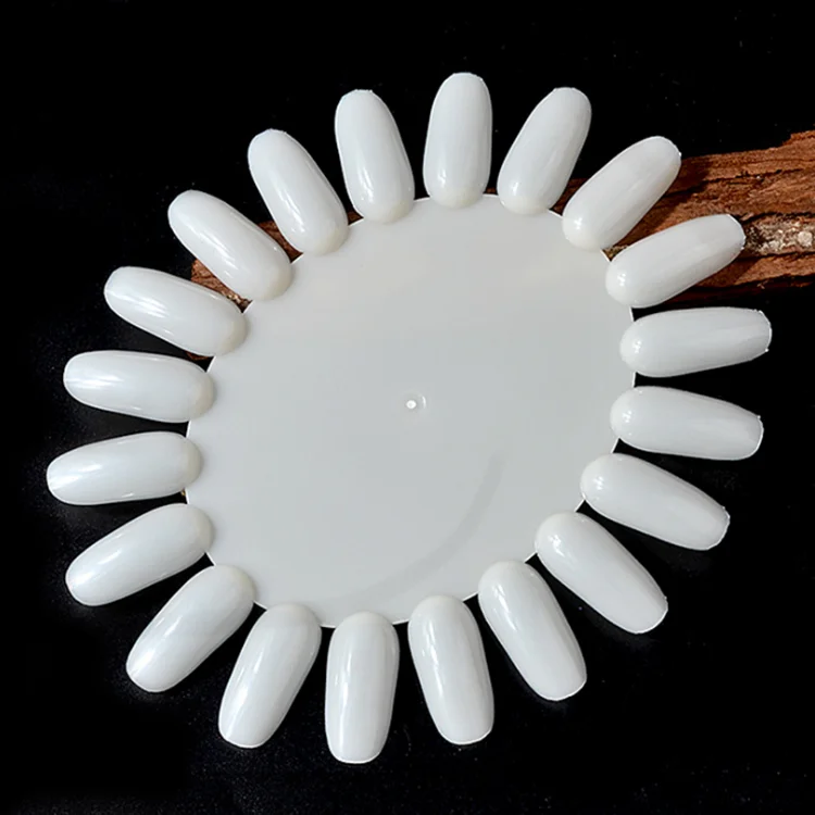 
20 Tips False Nail Art Display Natural Clear Acrylic Nail Color Card Practice Wheel Board Painting Nail Polish Palette Tools 