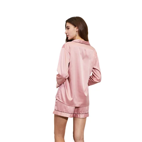 826  China Satin  Pajamas Sleeping  Robe For Women Champagne Silk Pajama Sets