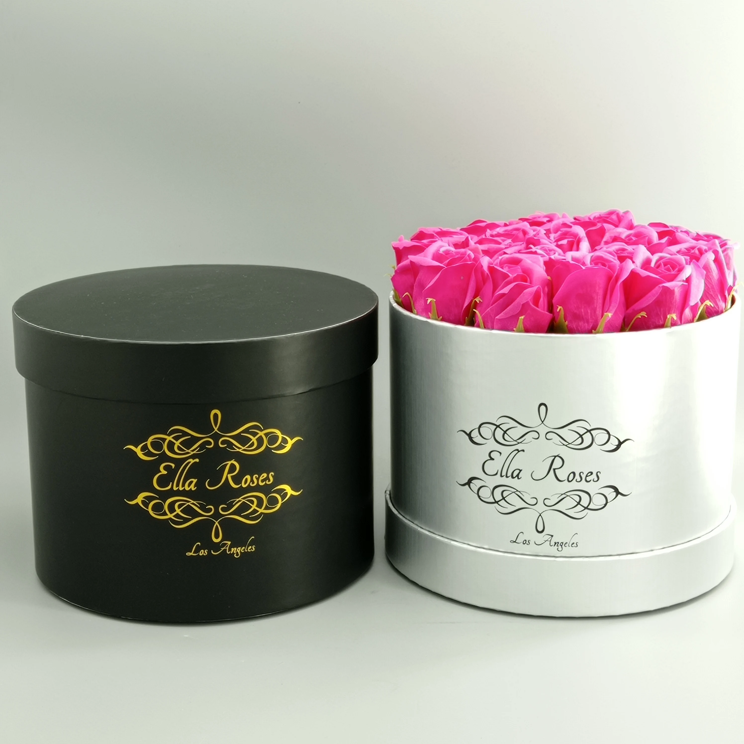Custom logo paper gift round box Dad Mum flower florist box packaging ,cajas para flores