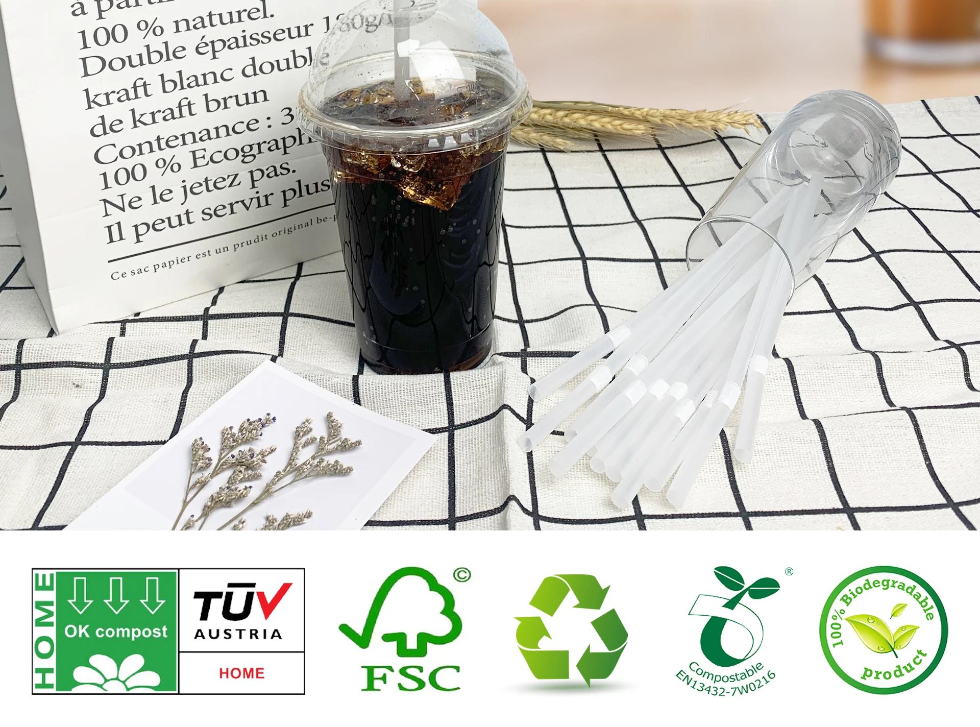 Biodegradable color pla paper bendable for straw colored drinking bubble tea clear plastic straw