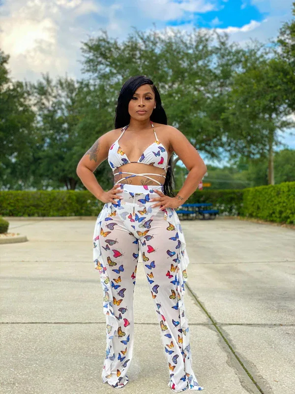 2021 Summer Printing Mesh Two Piece Set Swimwear Women Swim Wear Bikini High Waist Swimsuit Swimsuits For Women 2021