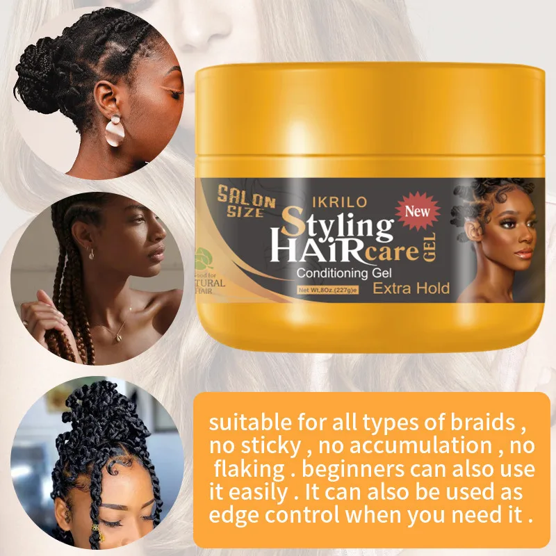 Factory Price Hair Wax Twist Braiding Hair Gel Extreme Hold Glitter Shine Jam Gel And Braiding Gel