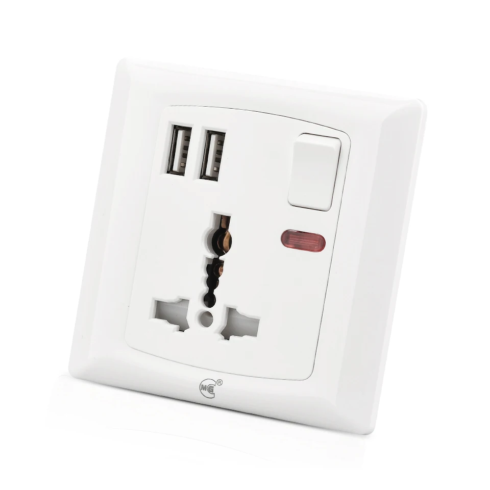 Multifunctional 13amp switch outlets plug socket with usb charging port