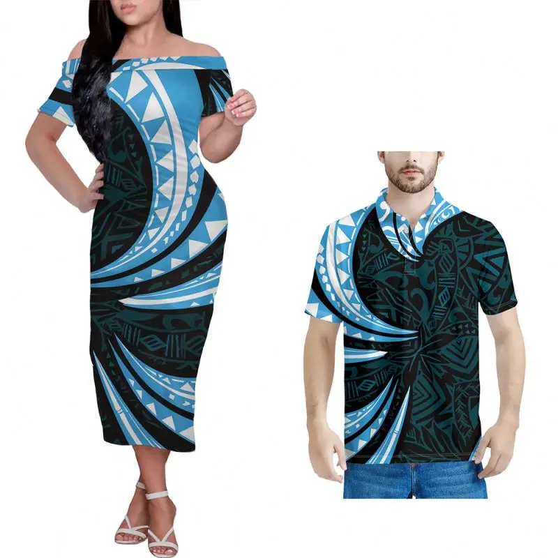 
Kanaka Polynesian Blue Printed Ladies Clothes Sexy Women Dresses Casual Short Sleeve Bodycon Club Pencil Party Midi Dresses 