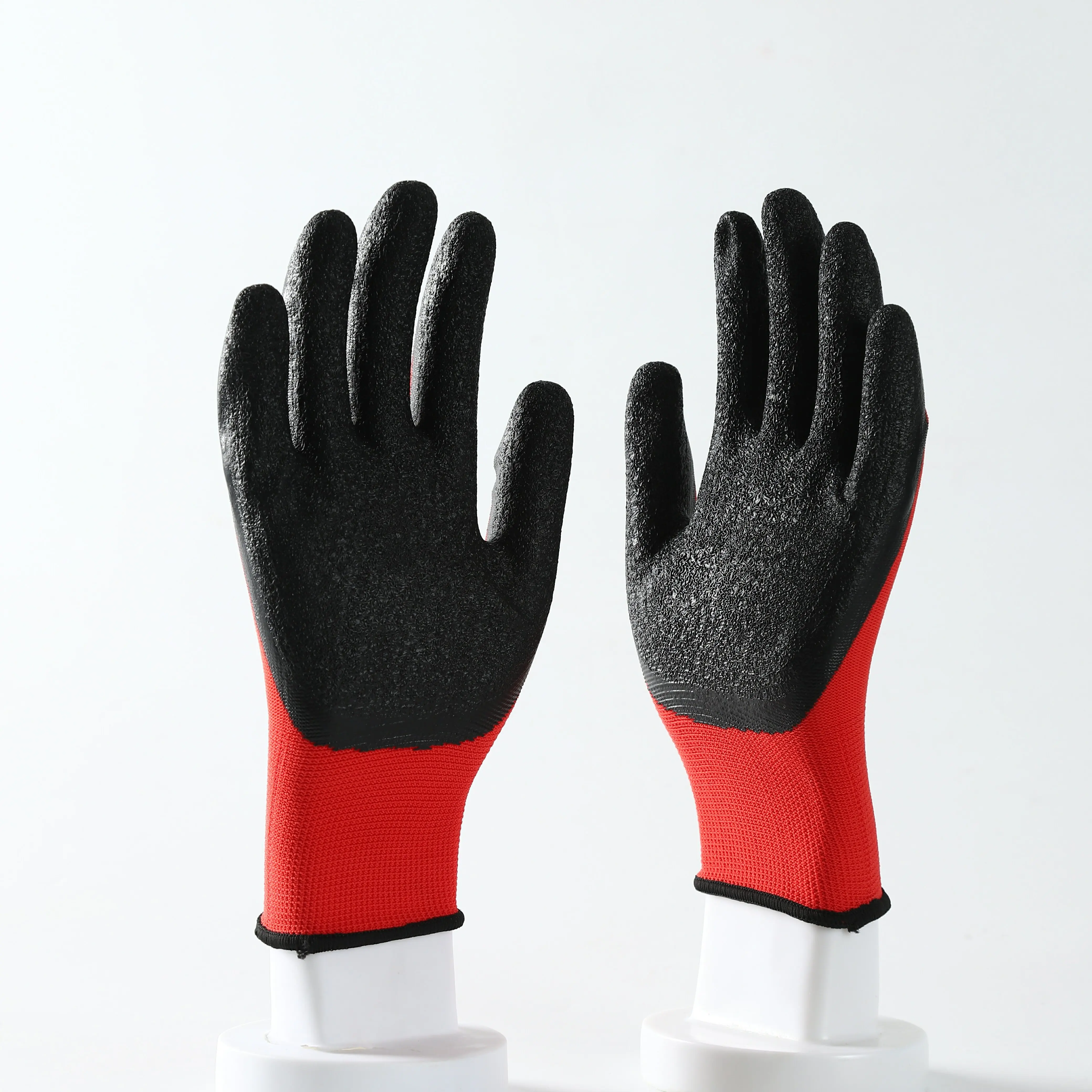 2024 China supplier OEM 13G Polyester Gloves Coated with Latex crinkle Industrial Labor Protection anti-slip Gloves