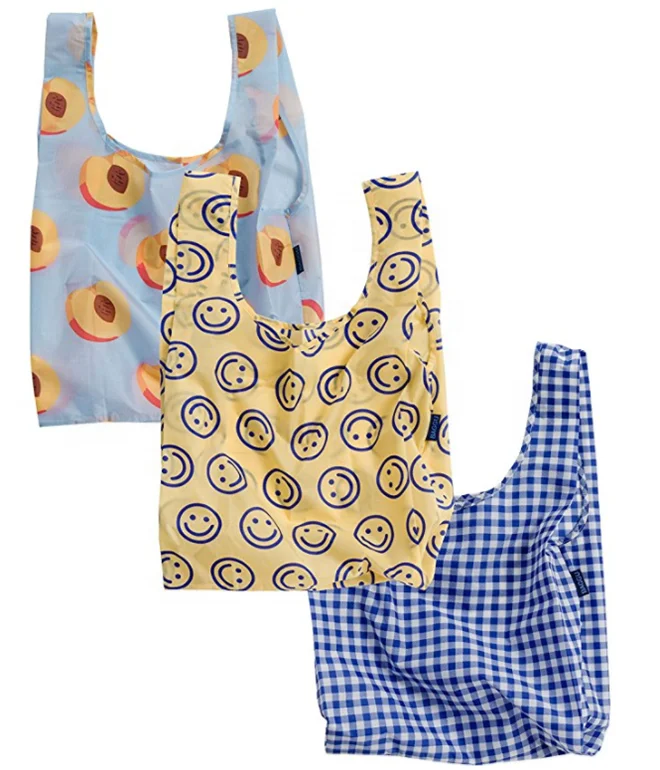 Reusable Custom Logo Printed Recycled Ripstop Nylon Eco Standard Foldable Shopping Bag with Tag