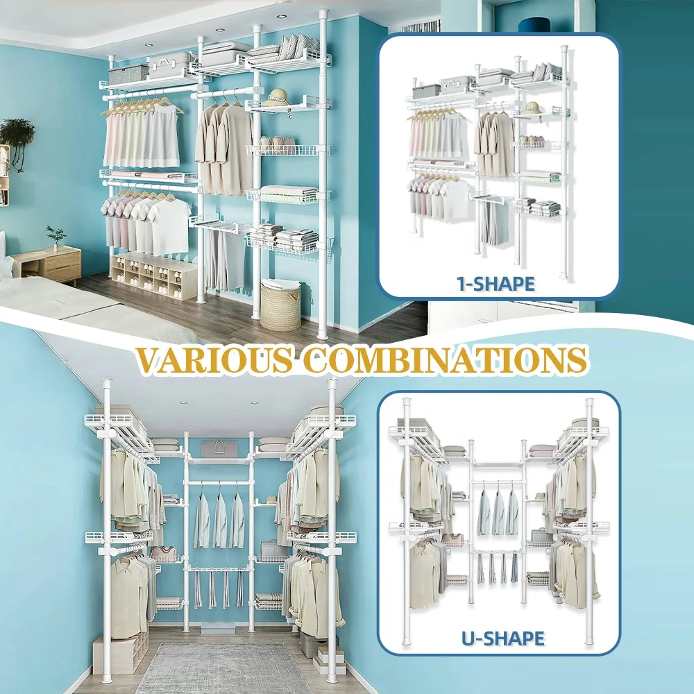 Portable  Metal Wardrobe Closet Clothes Bedroom Wardrobe Steel Frame Luxury Closet Design