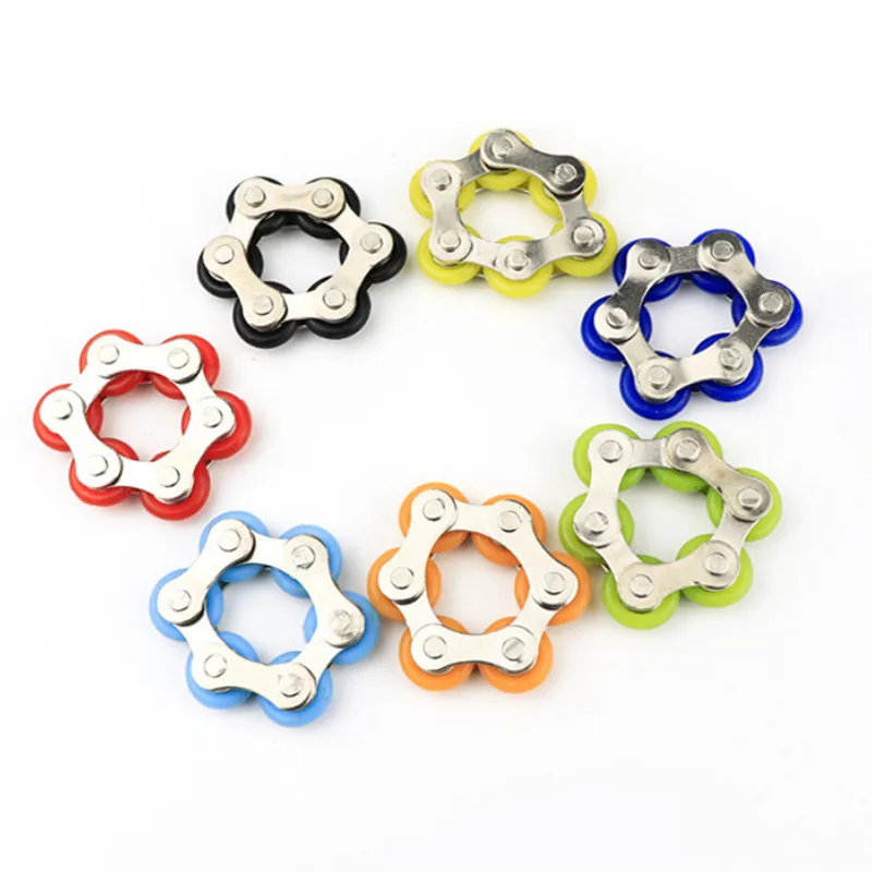 New novelty decompression hexagonal chain finger ring creative decompression adult stress relief toys