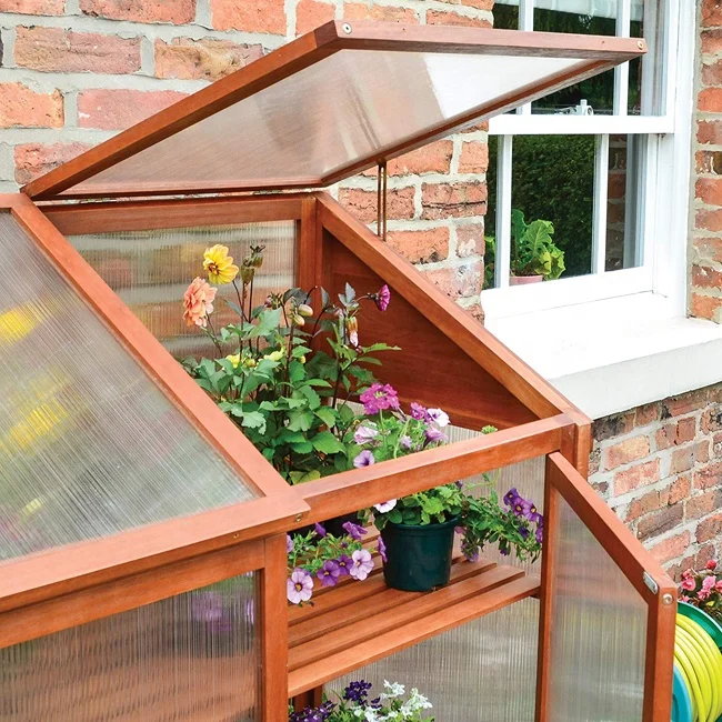 Low cost outdoor backyard agricultural garden wooden cold frame smart commercial multi greenhouse for patio