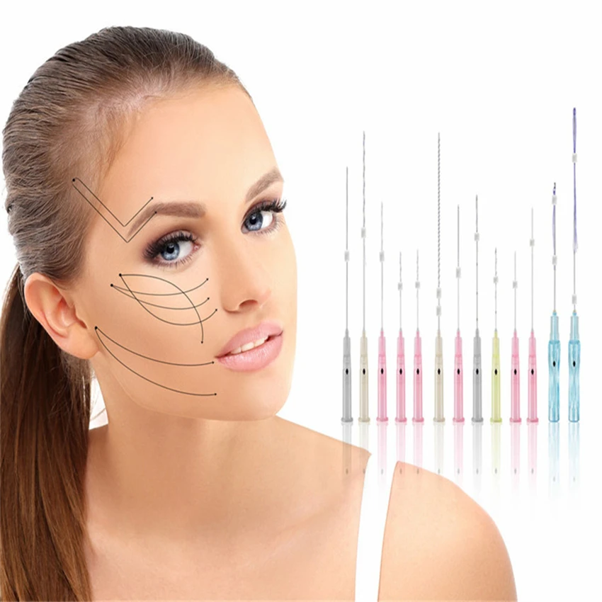 wholesale fast delivery barbed cog pdo pcl plla thread face lift fishbone double needle thread 20g 100mm with blunt type lifting