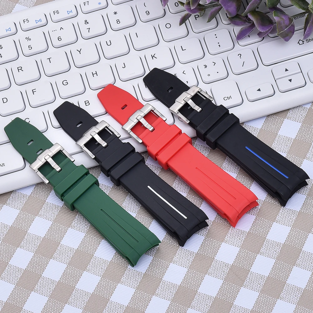 JUELONG изогнутый конец 20/21/22 мм мягкий силиконовый резиновый ремешок для часов на заказ часы изогнутый конец резиновый ремешок