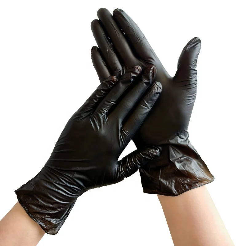 Custom PVC Work Gloves Latex Free 100 PCS Box Household Gloves Waterproof Black Powder Free Disposable Vinyl Gloves for Cleaning