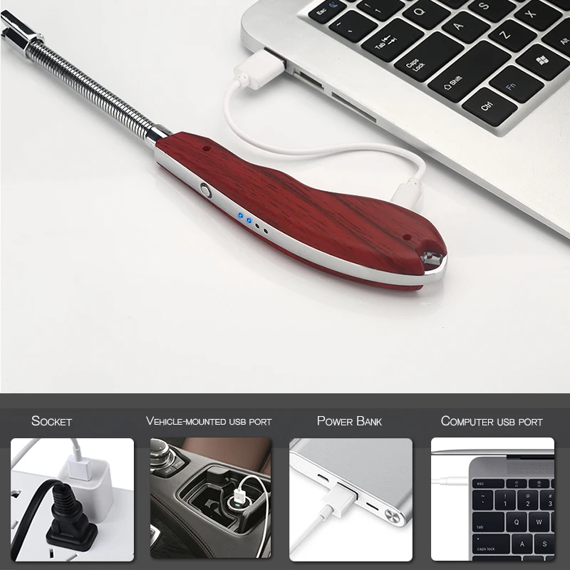 Outdoors Zinc Alloy BBQ Electric Lighter, USB Rechargeable Arc Lighter