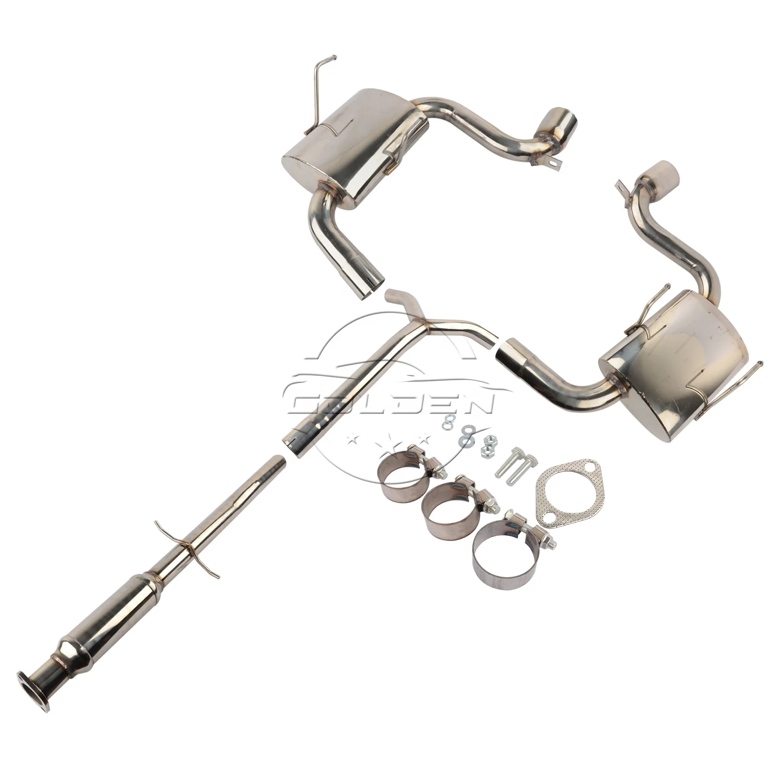 Золотая выхлопная труба SS Dual 3 дюйма, глушитель, выхлопная система Catback