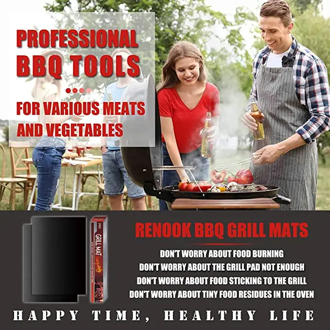 Heavy Duty Non-Stick BBQ Grill Mats Reusable Easy to Clean and Dishwasher Safe BBQ Grill Non Stick Grill Mats