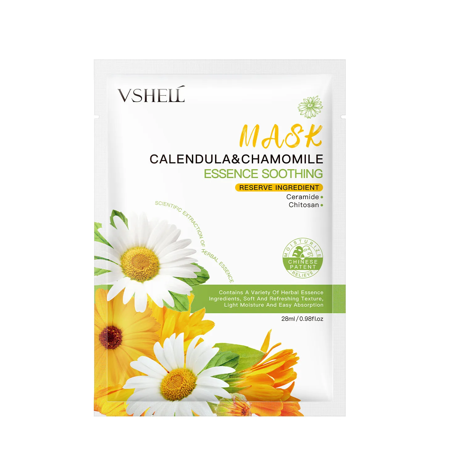 In Stock Wholesale Whitening Moisturizing Camellia Chamomile Flower Sheet Facial Face Mask