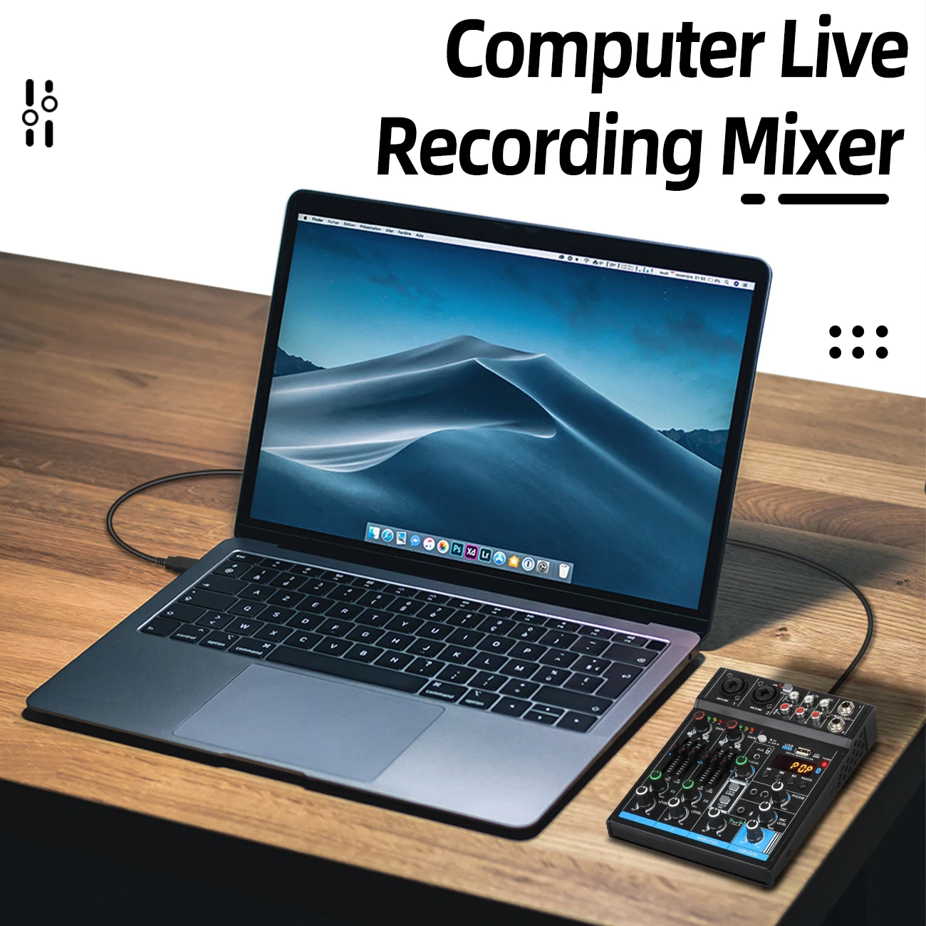 Biner M4 Professional 4 channel audio mixer Portable Computer Live Recording 4 Channel DJ Digital Sound Mini Audio Console