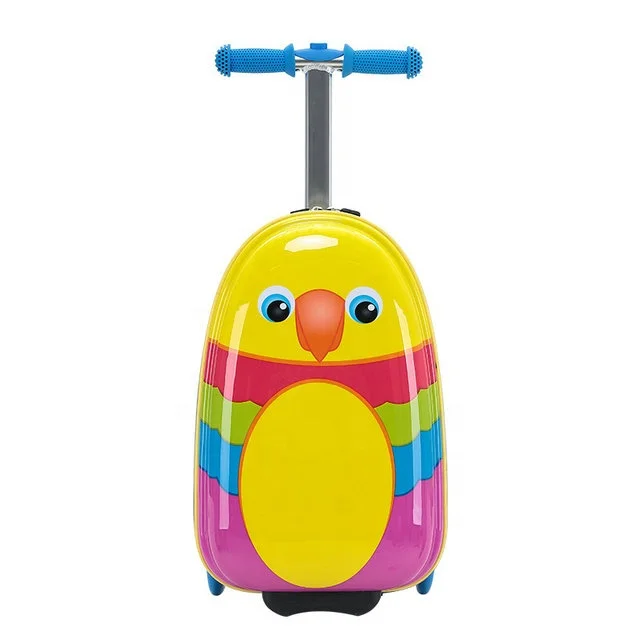 Animal Scooter Trolley Case Ride Suitcase Scooter Bag for Travel Trip for Kids Customized Logo Polyester Unisex ABS 16 Inch