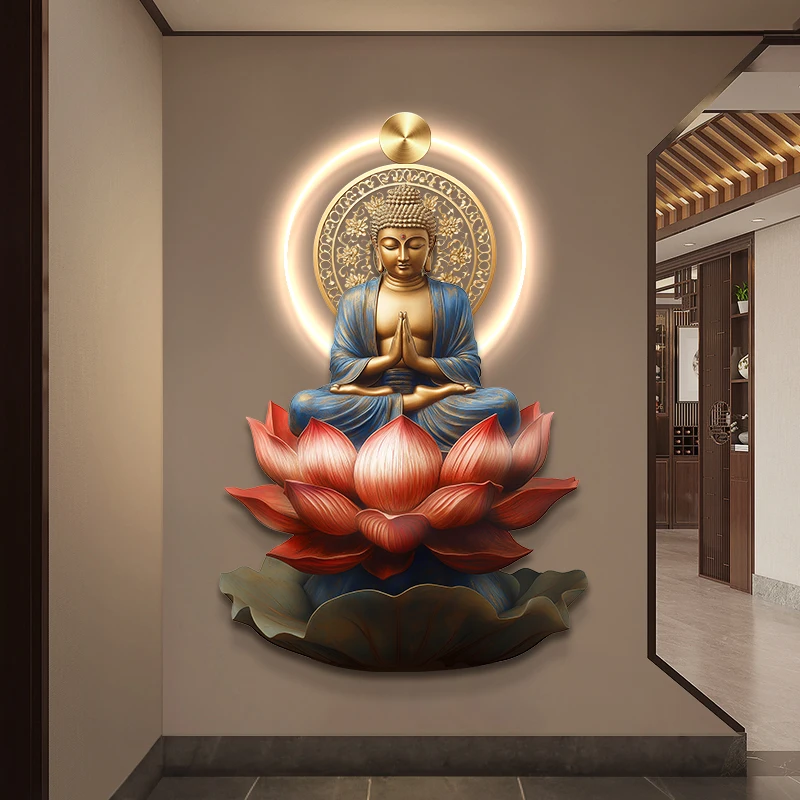 Original Buddha Portrait Decoration painting zen room Decor Buddhist bodhisattva painting acrylic UV Printing with LED light