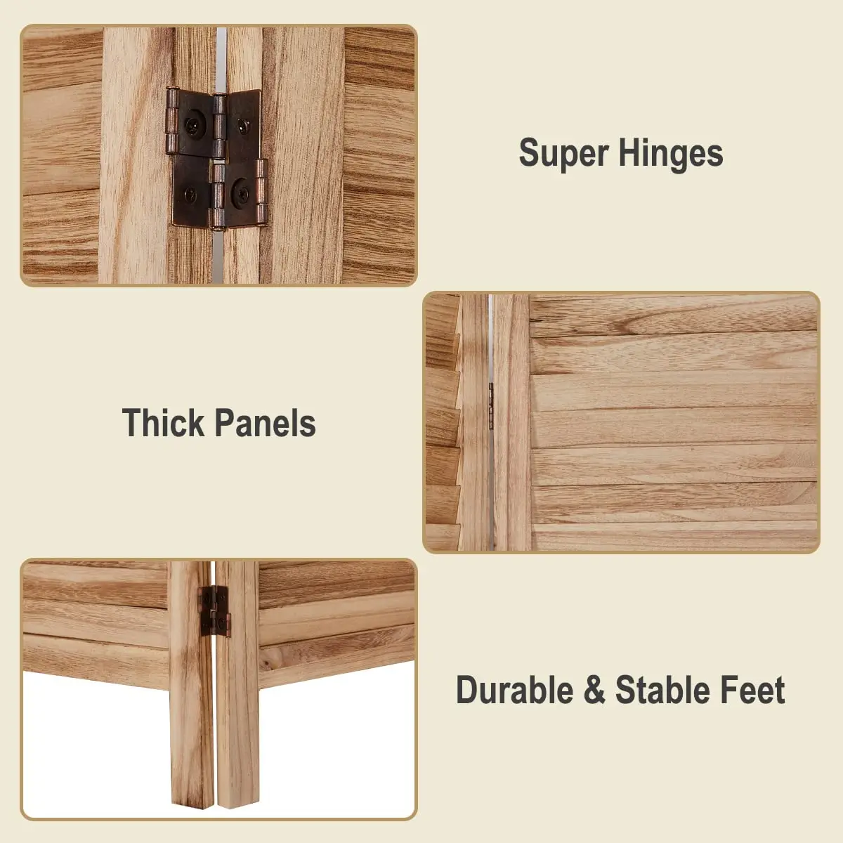 Custom Natural Woven Design Brown Color 6 Panel Folding Screen Wooden Privacy Screen Panels Restaurant Indoor Wall  Room Divider