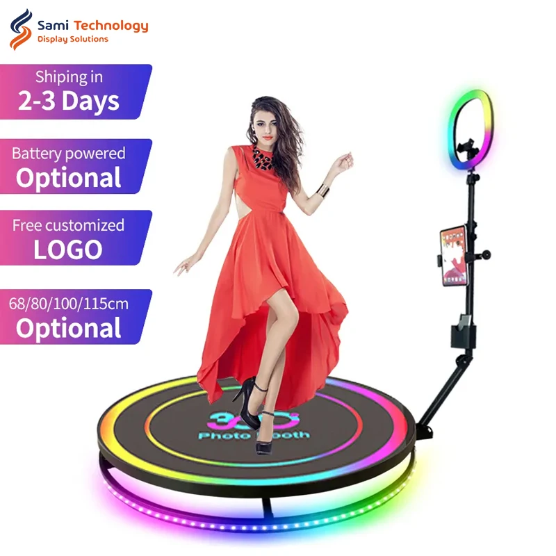 Samidisplay Portable Wireless Automatic Rotating Selfie Wedding Business Standing 360 Video Camera Photo Booth