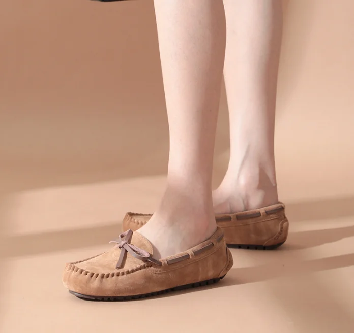 Xinzirain Bow Leather Ladies Flat Soft High Moccasin Suede New Casual With Tie Quality Women Arrivals Boat Shoes