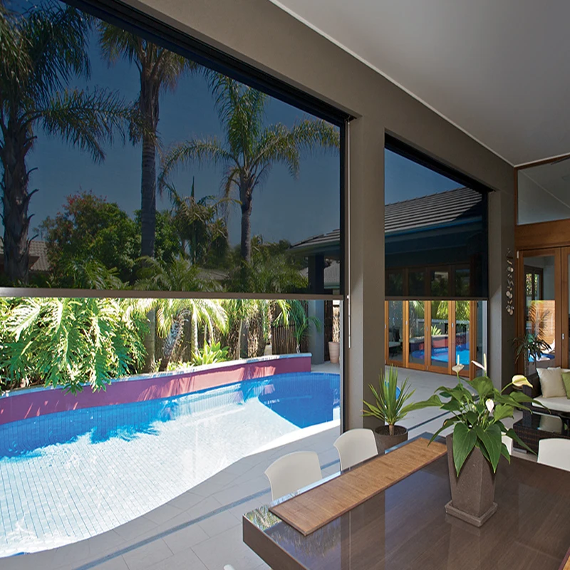 Home Decor Electric Roller Blinds Remote Control Patio Screens Outdoor Office Shades