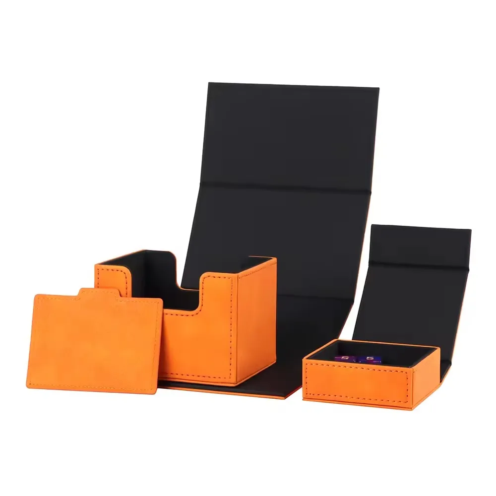 Wholesale Custom PU leather Magnetic playing Card Poke mon PU Card Storage Box Storage Box card deck box