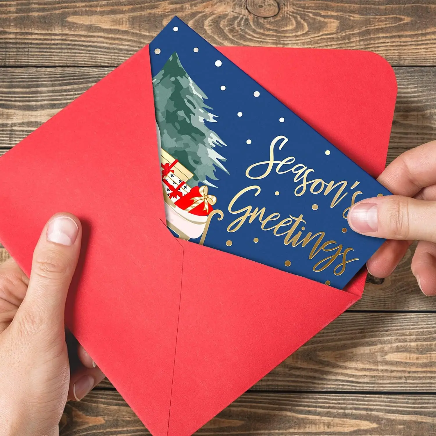 Wholesale Christmas Cards Set Gold Foil Holiday Cards with Red Envelopes  Assorted Designs Boxed for Storage Bulk Greeting Cards