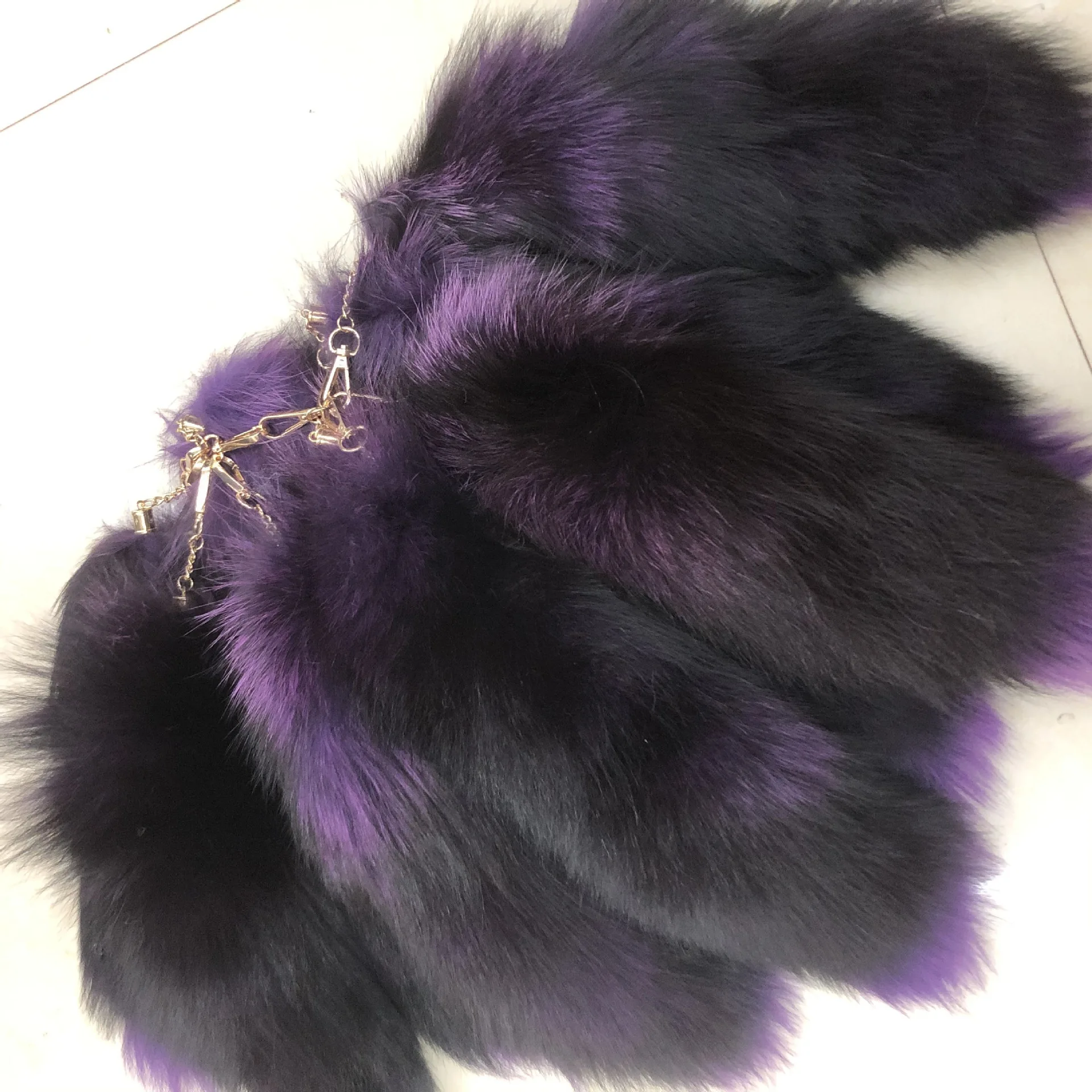 15.75inch Animal Shaggy Fox Fur Tail key Ring Realistic Fox Tail Keychain Decorative Therian Tail for Handbag Backpack Cosplay