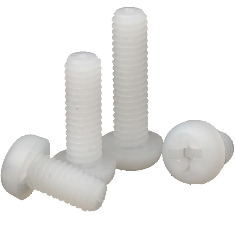 White nylon cross round head screws Cross pan head plastic screws Plastic screw bolts M2M2.5M3M4