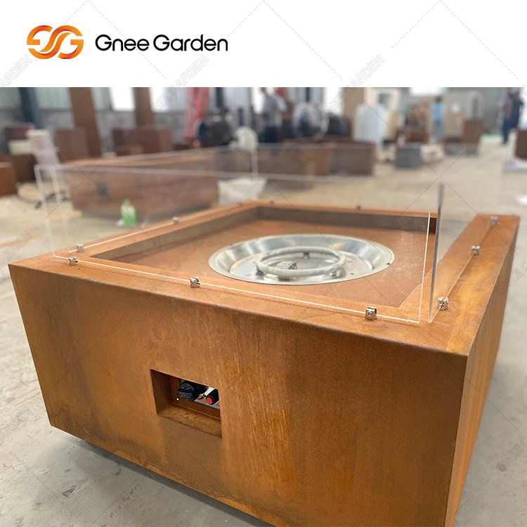 Factory Supply Outdoor Gas Fire Pit Outdoor Patio Corten Steel Propane Fire Pit Table Gas Firepit