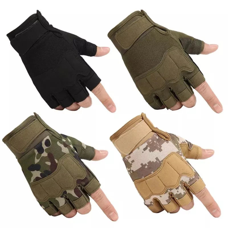 Outdoor Anti Impact Military Tactical Gloves Bicycle Cycling Hunting Fingerless Police Working Camouflage