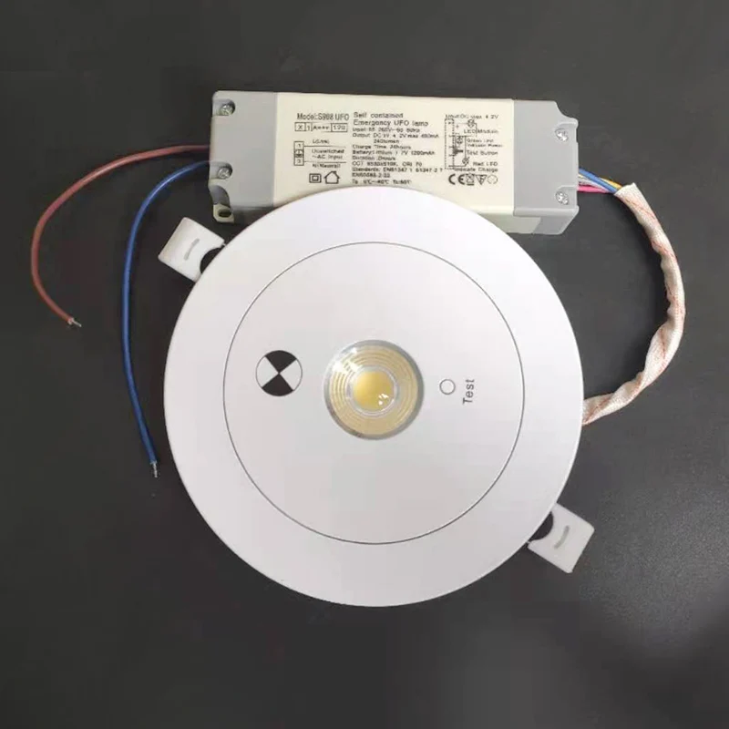 3W 5W Non-maintained Round Lithium Battery Ceiling Recessed LED Spot Light Emergency Down Light with Emergency Battery Backup