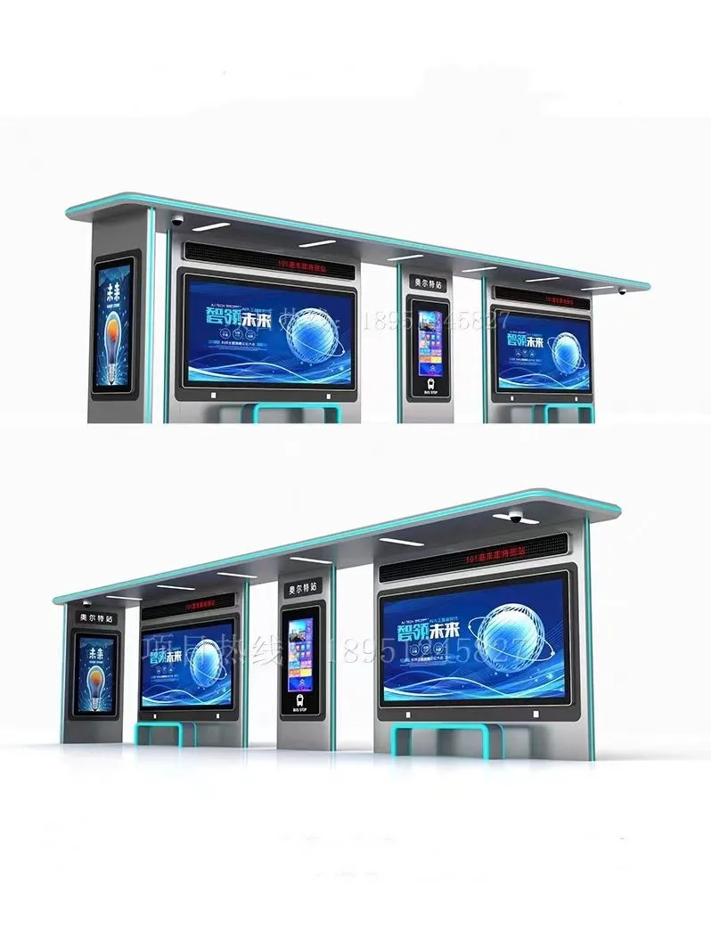 Intelligent Street Furniture Bus Stop Shelter Prices Smart Bus Station with Lcd Digital screen