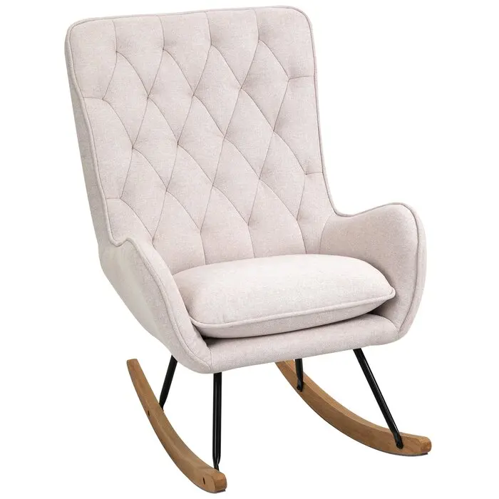 Factory wholesale home armrest lounge comfort upholstered fabric relax sofa Velvet wood Rocking leisure chair