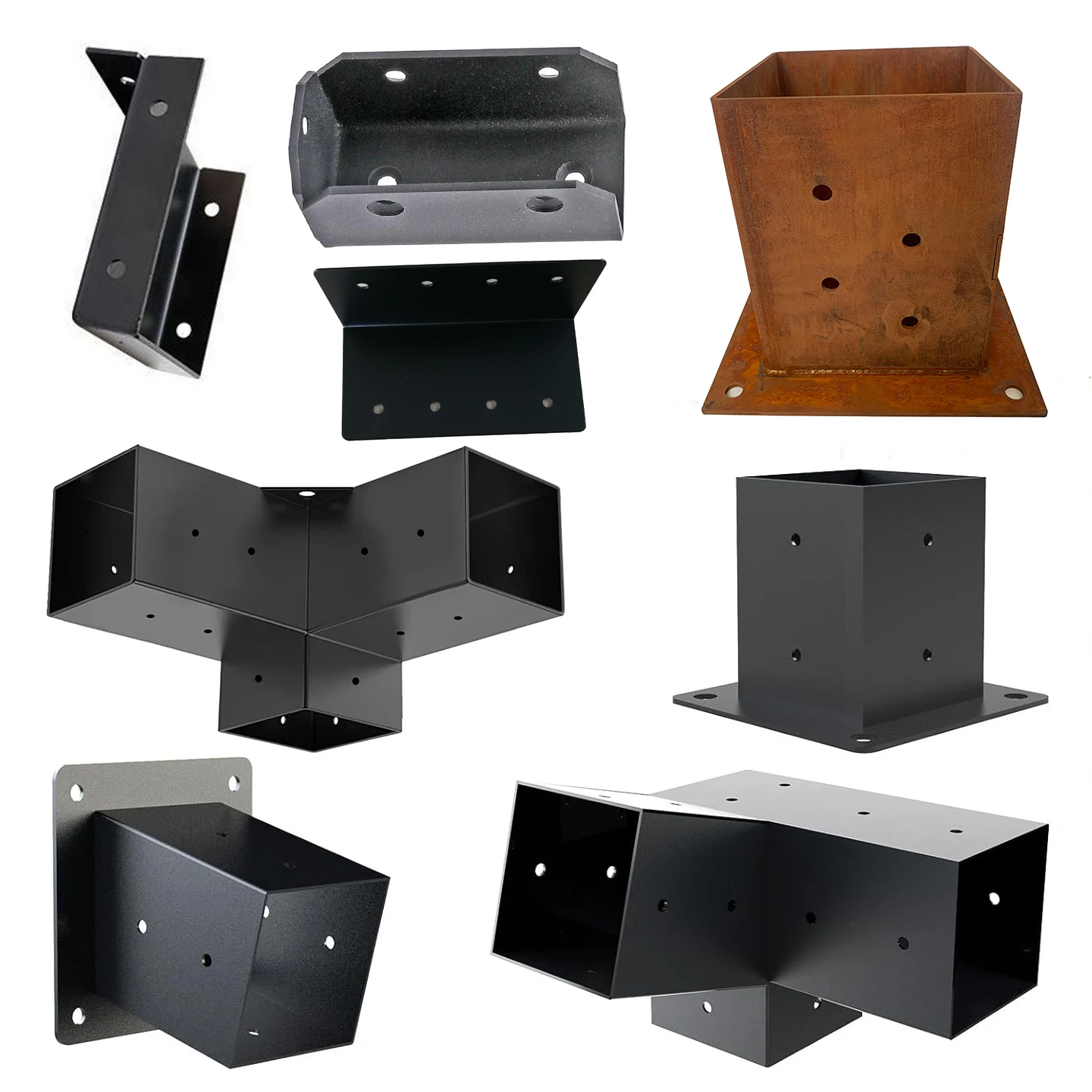 Modular Pergola Bracket Kit for 4x4 & 6x6 Lumber 3-Way Right Angle Corner DIY Post Base Wooden Beams & Gazebos Anchors Product